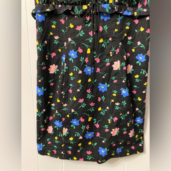 NWT For Love and Lemons Robin Mini Dress Floral Tie Straps Linen Black Frilly - Picture 13 of 16
